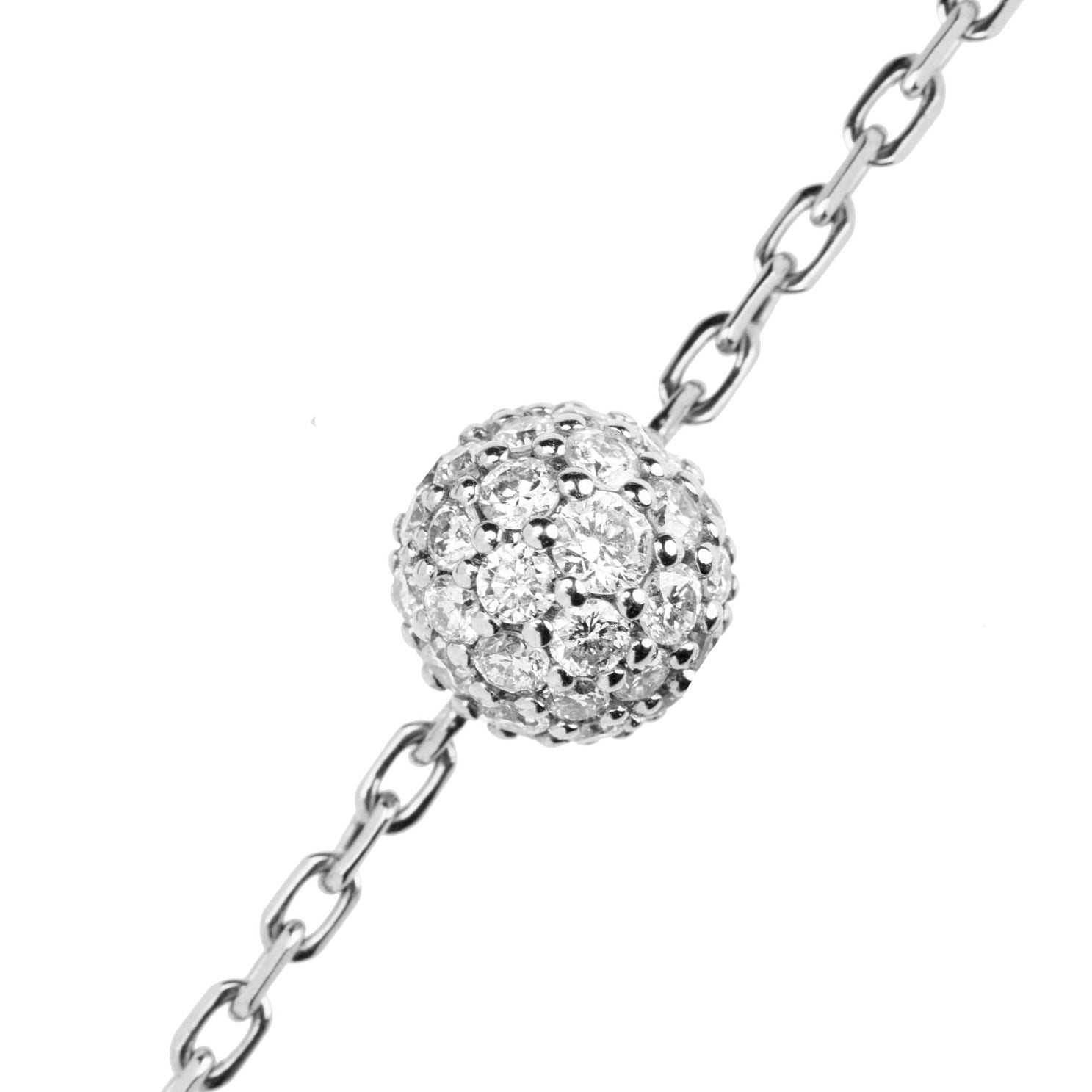 Long Earrings Cosmos White Gold, Fully Paved