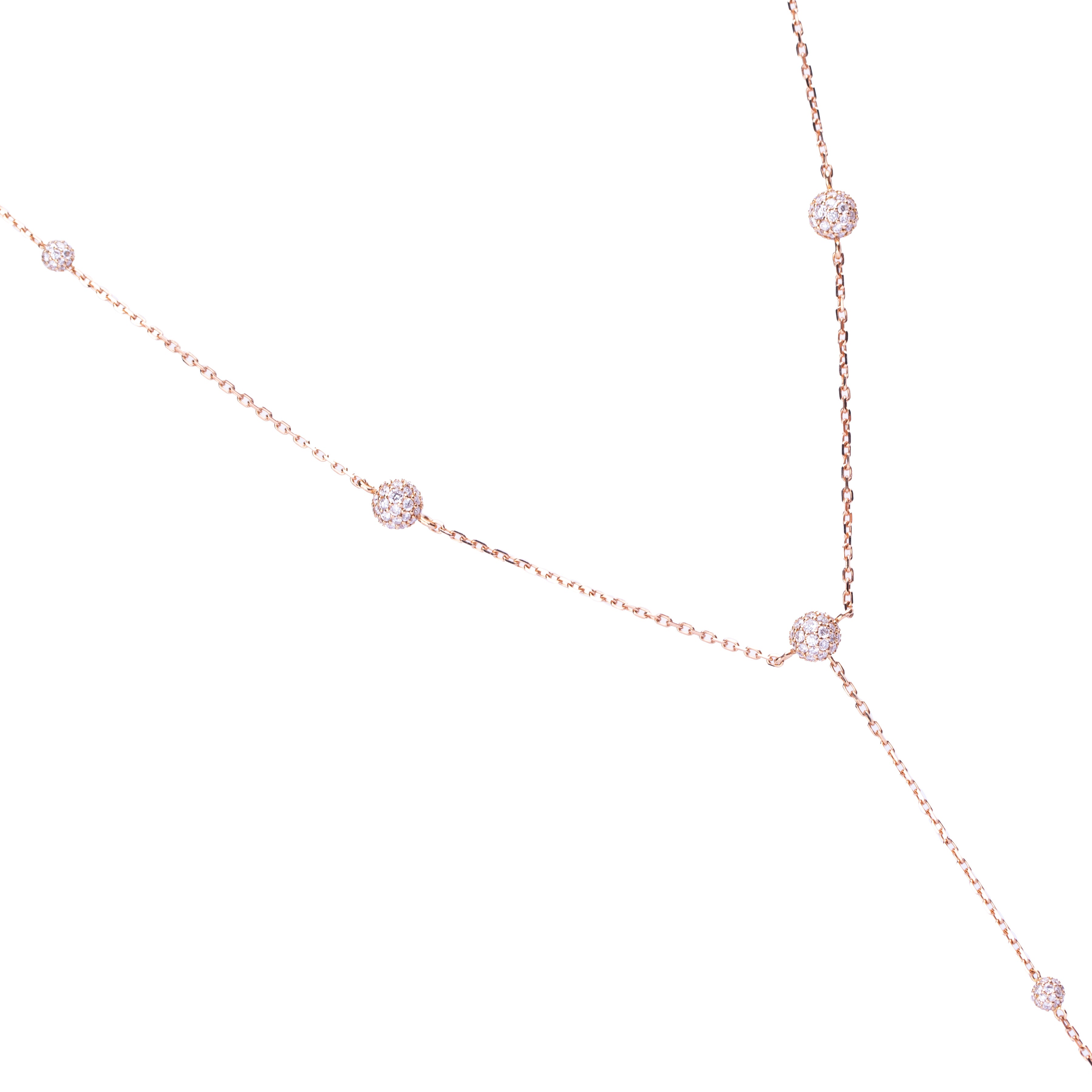 Necklace Cosmos Lariat Rose Gold, Fully Paved