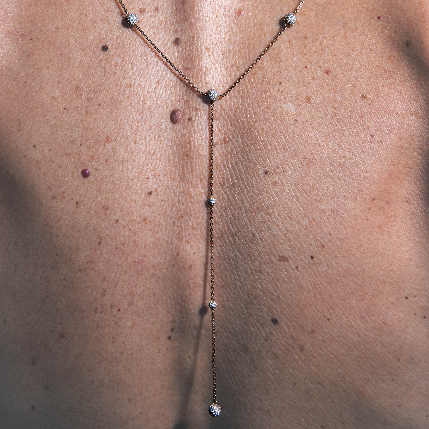 Necklace Cosmos Lariat Rose Gold, Fully Paved