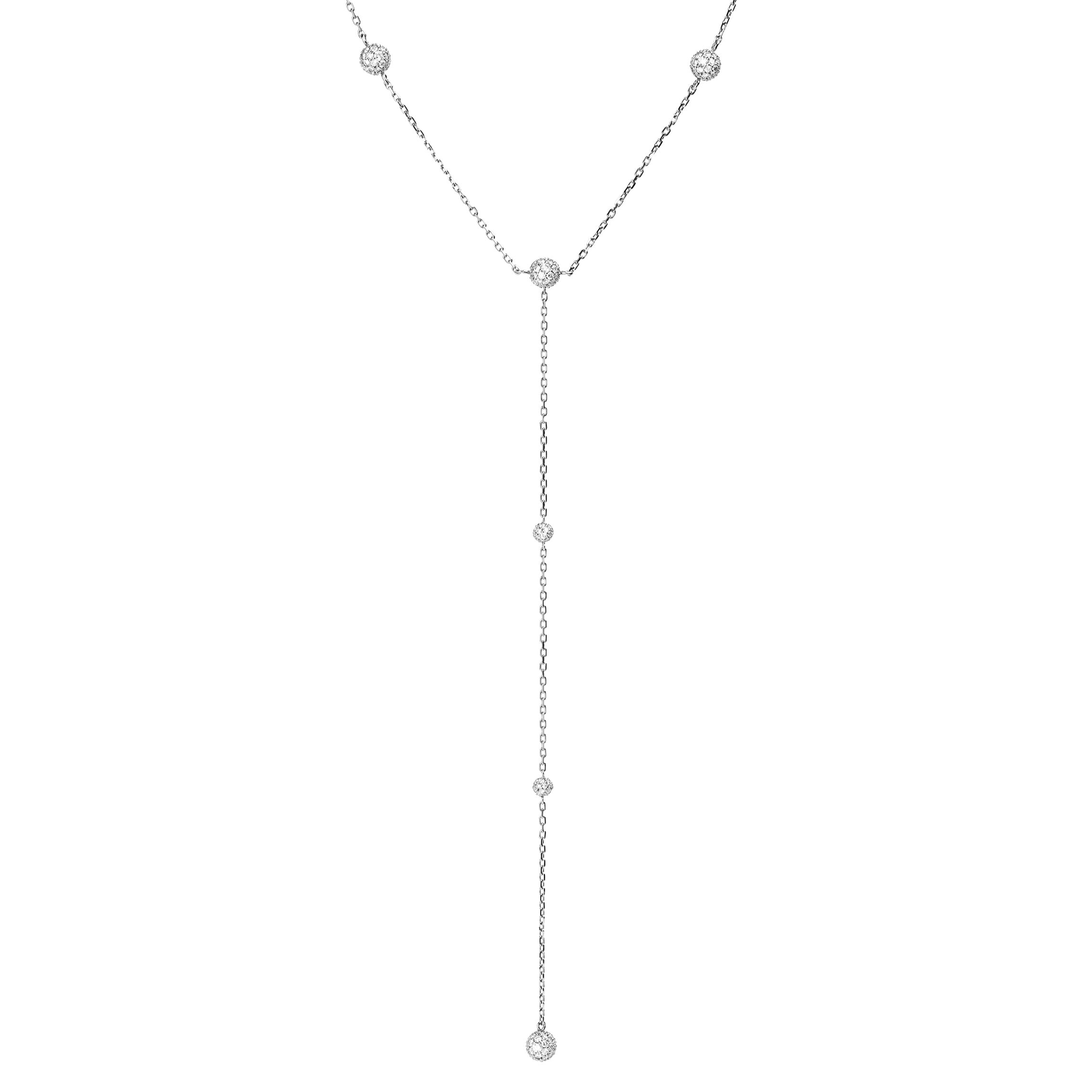 Cosmos Lariat Necklace in White Gold, Fully Paved