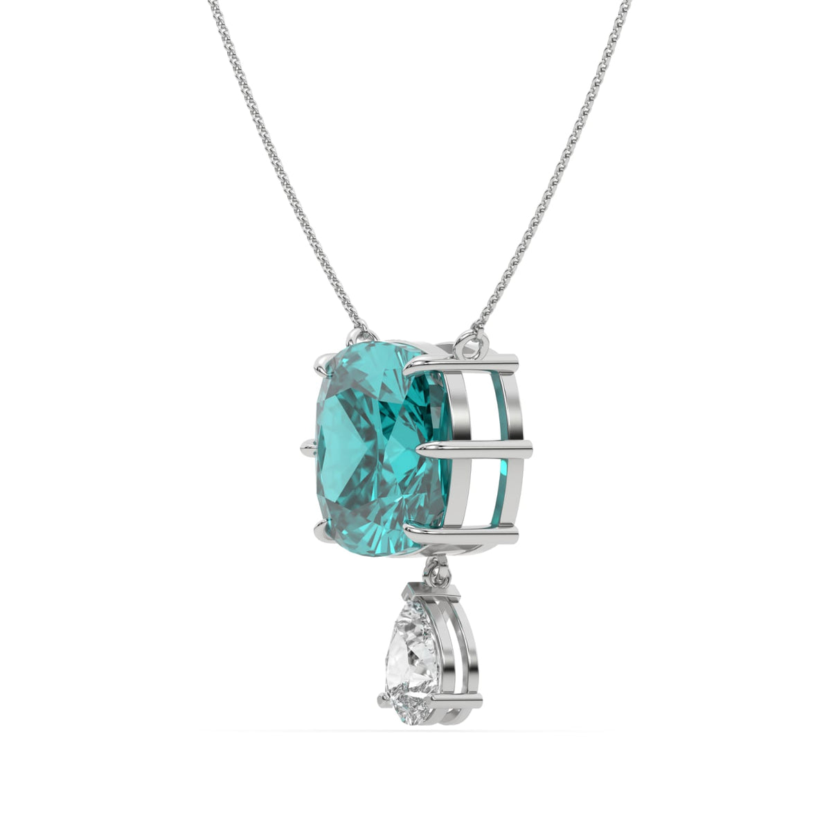 Paraíba Blue Cushion Necklace In White Gold