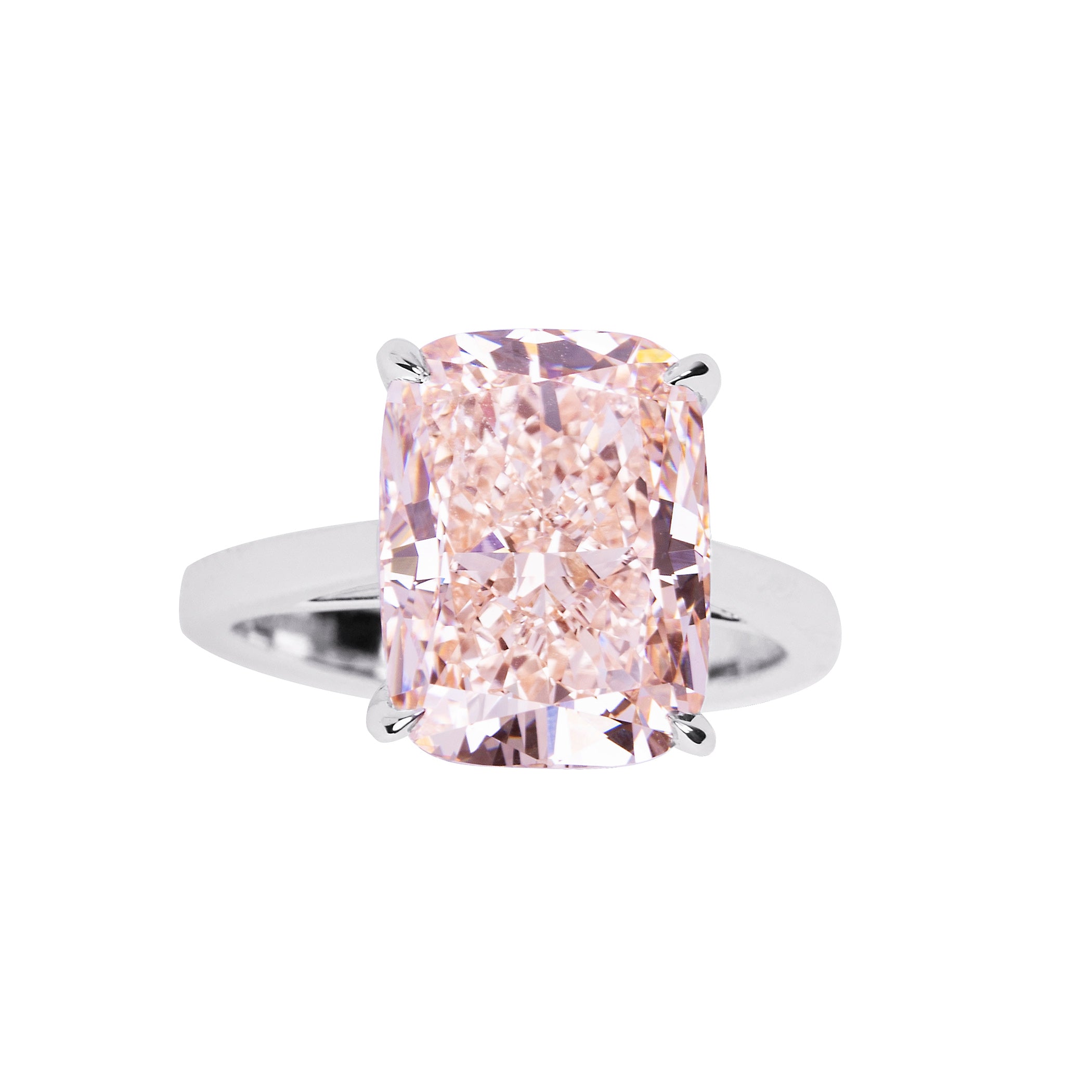 Ring Immortal Baby Pink Cushion Diamond White Gold