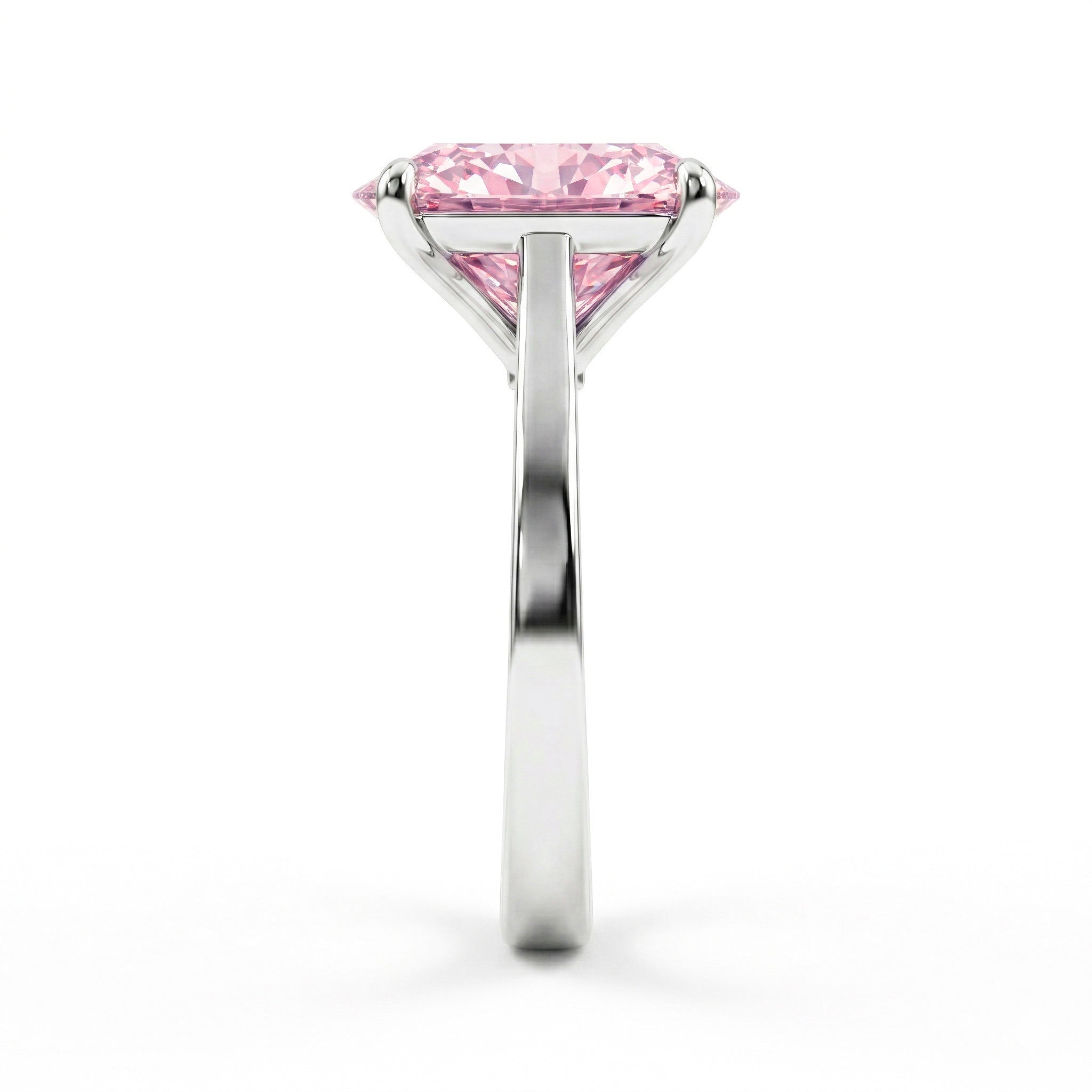 Ring Immortal Baby Pink Cushion Diamond White Gold