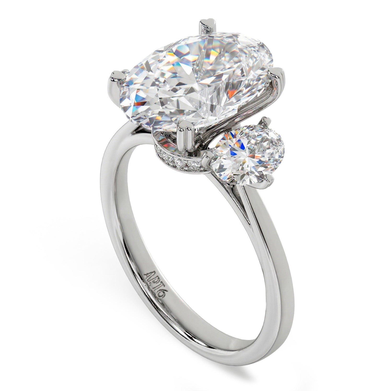 Doll Engagement Ring in White Gold with White Diamonds