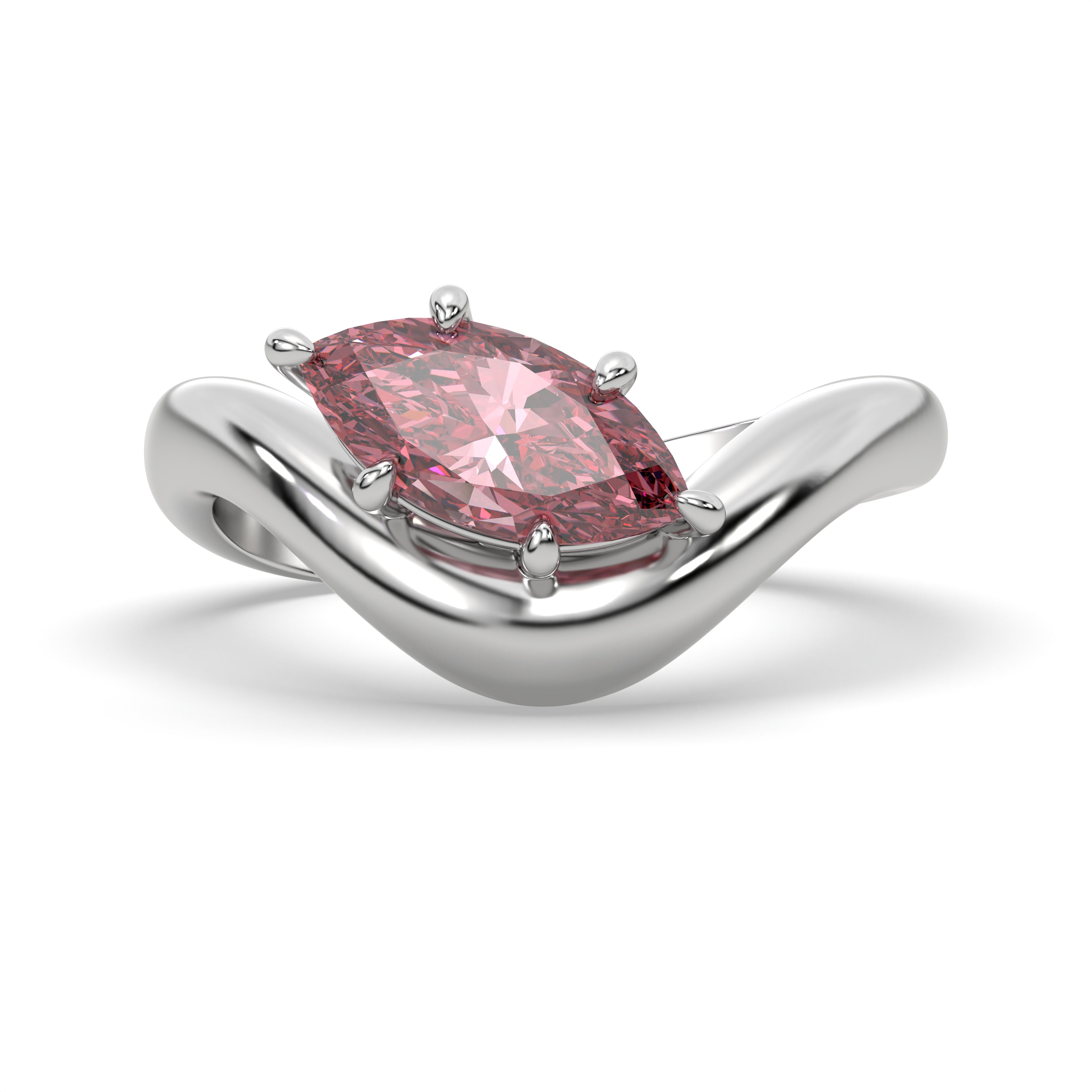 Sunset Ring in White Gold with Marquise Pink Diamond