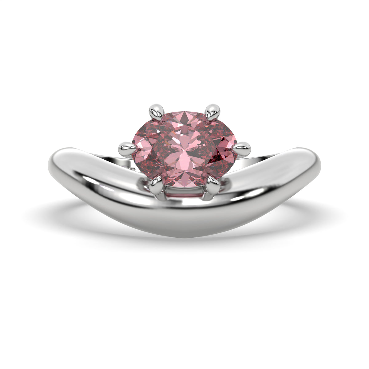 Sunset Ring in White Gold with Oval Pink Diamond