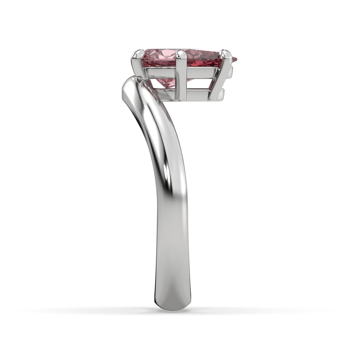 Sunset Ring in White Gold with Pear Pink Diamond