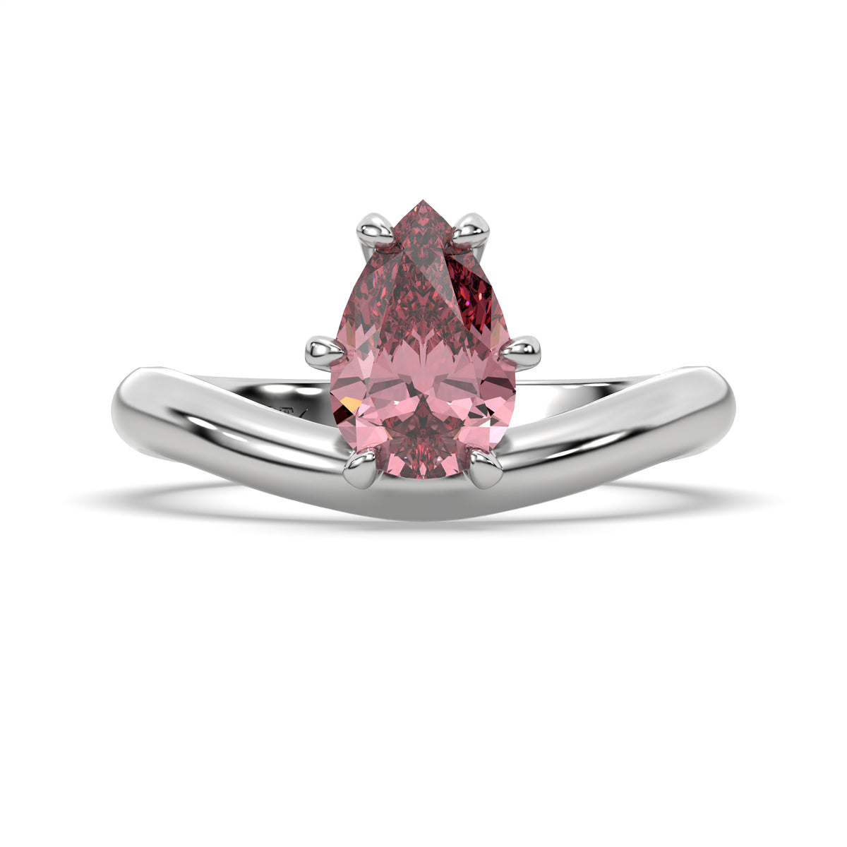 Sunset Ring in White Gold with Pear Pink Diamond