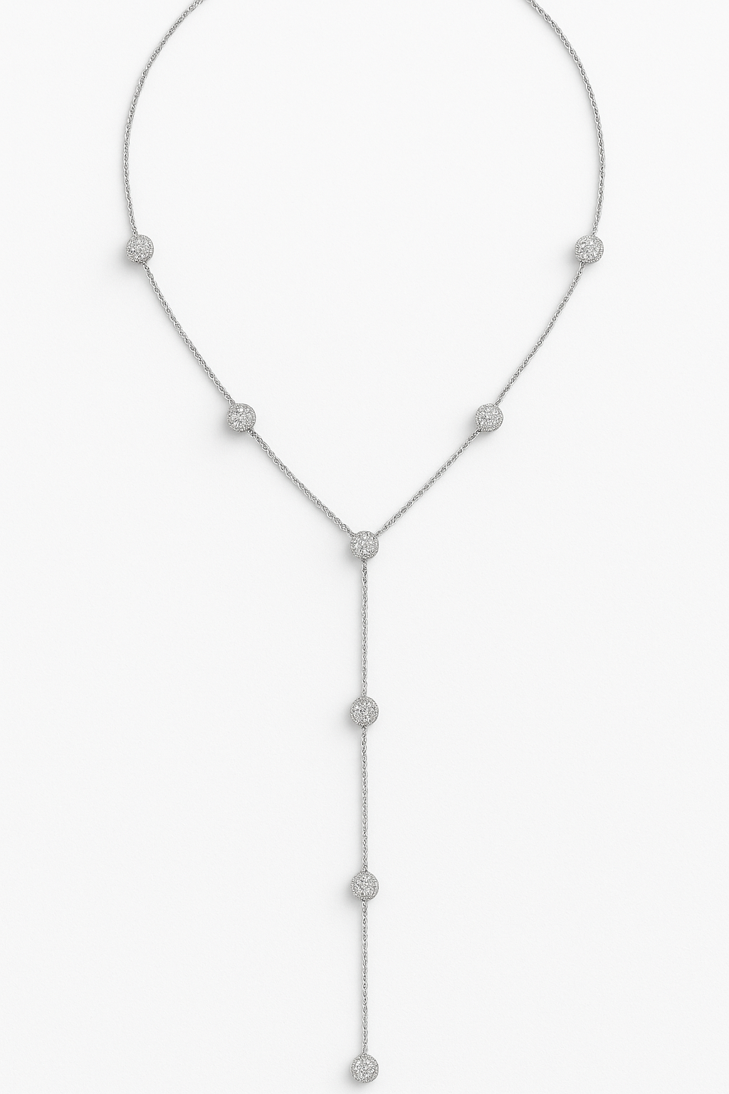 Necklace Cosmos, Lariat, White Gold, Paved White Dimond