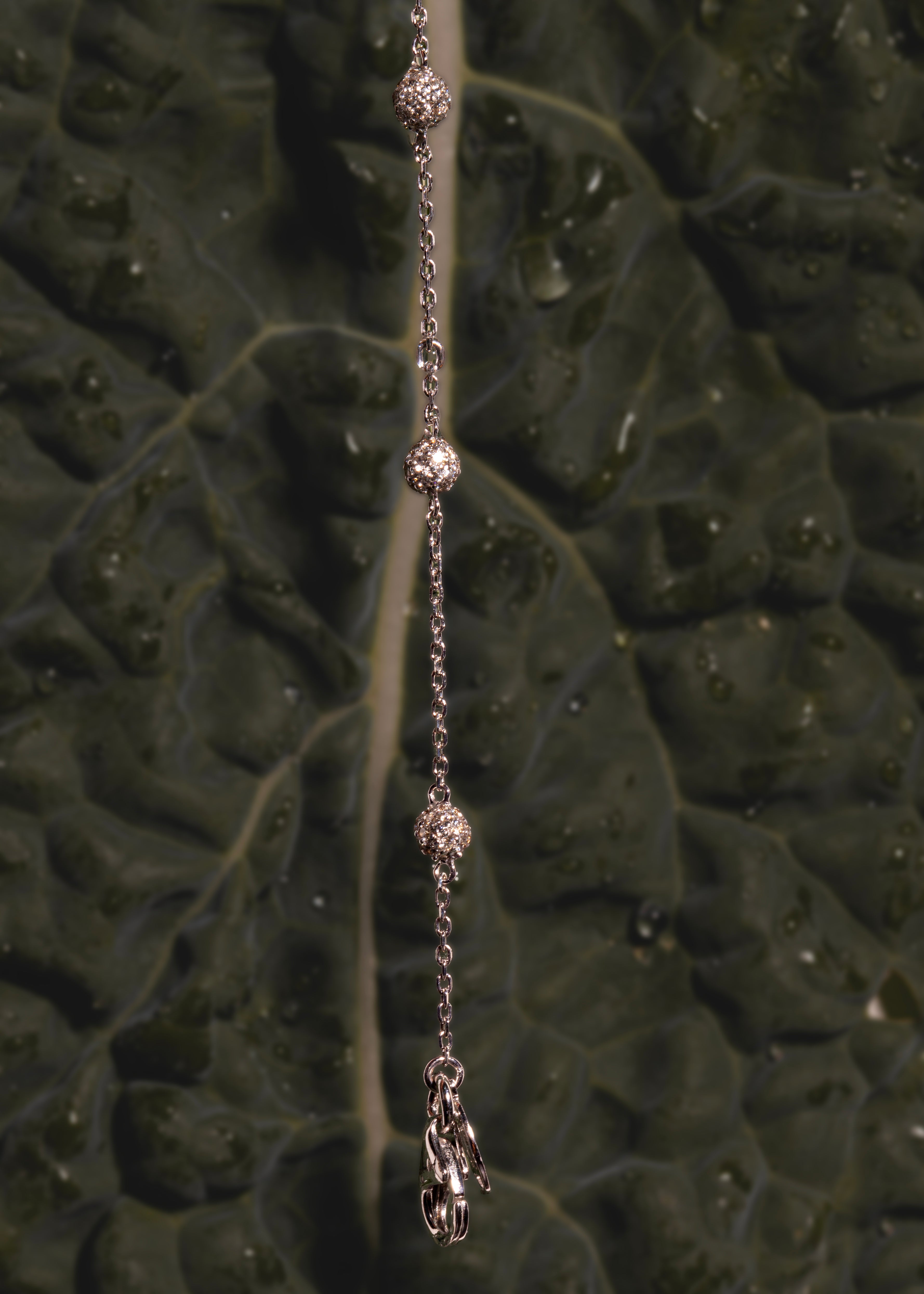 Necklace Cosmos, Lariat, Rose Gold, Paved White Dimond