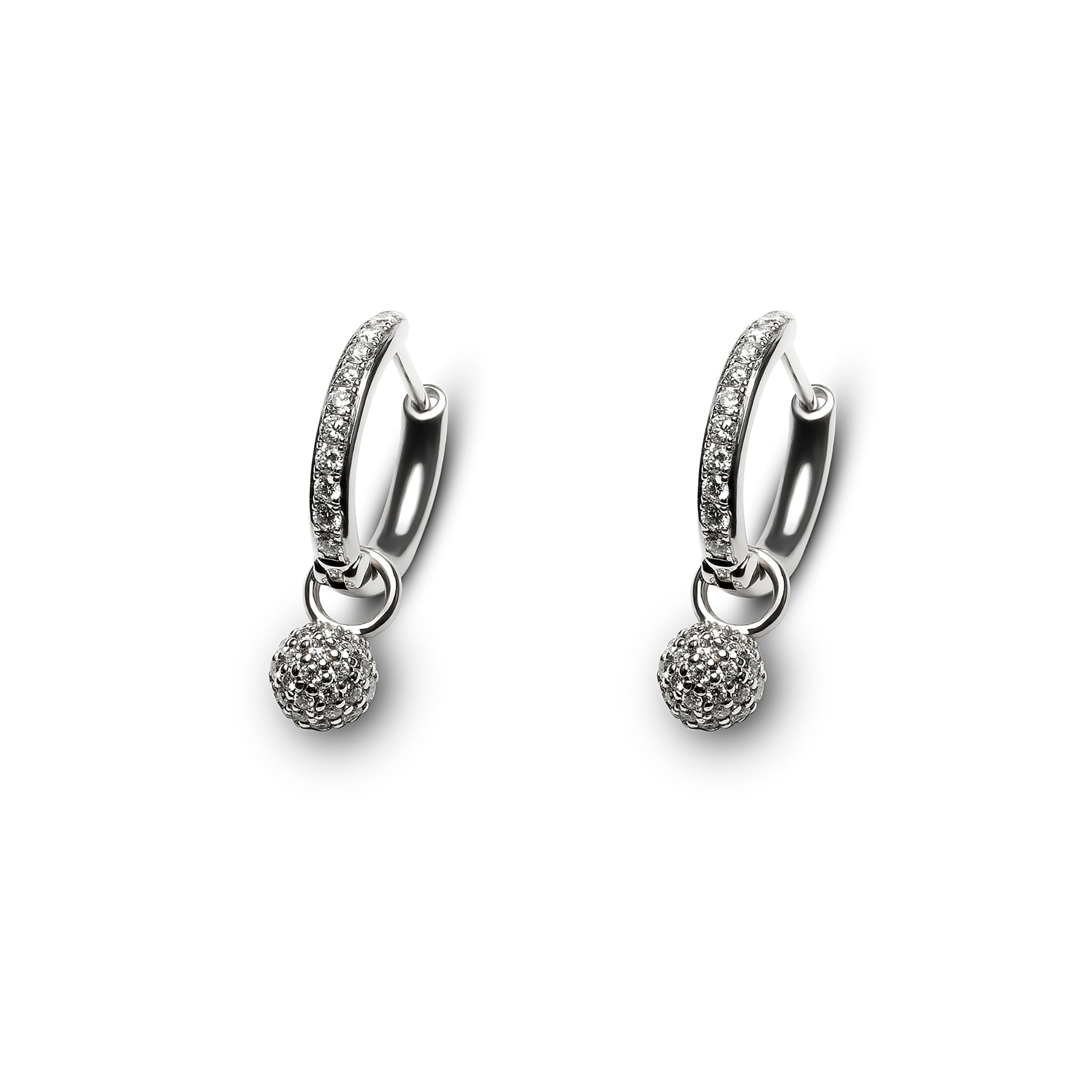 Hoop Earrings Cosmos White Gold, Fully Paved