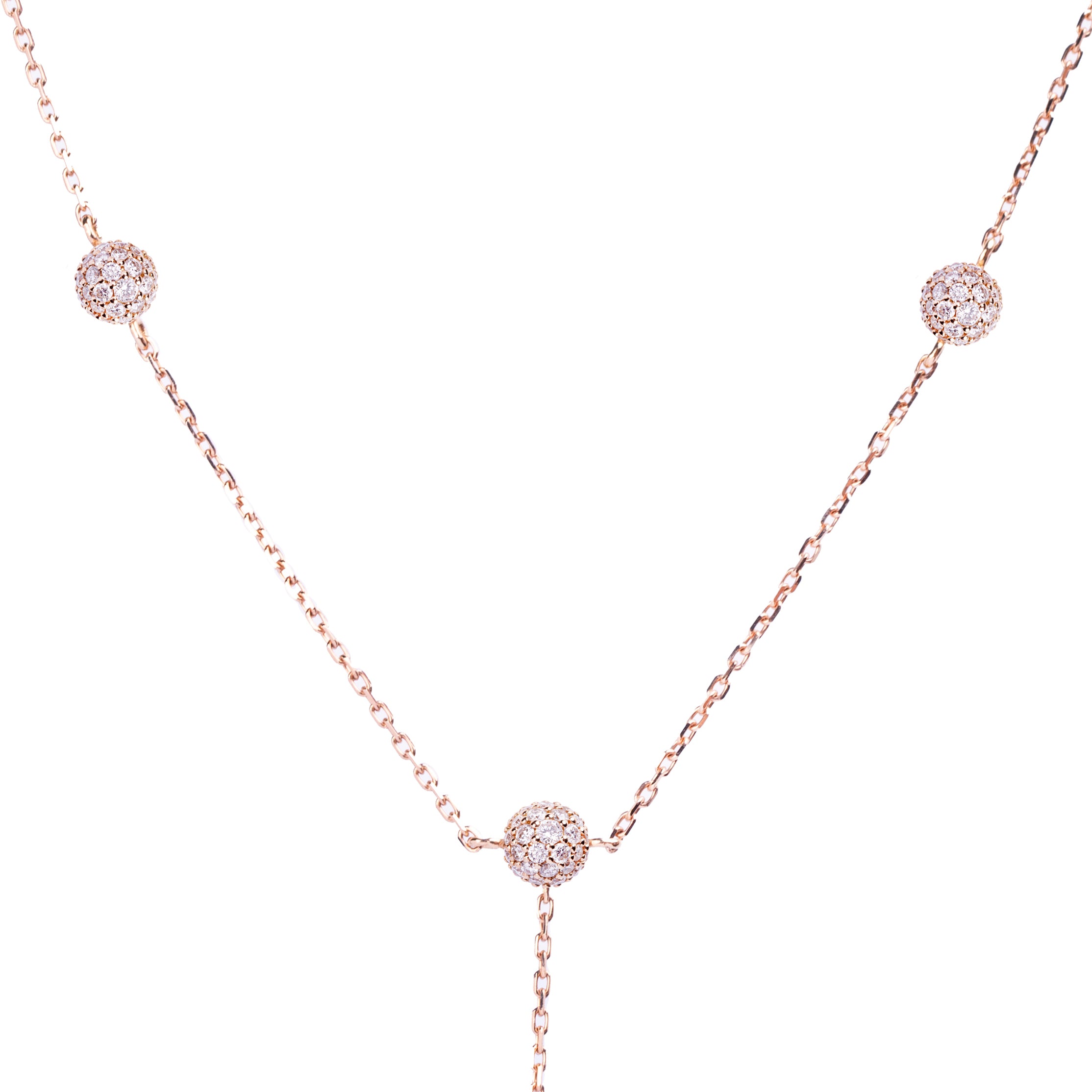 Necklace Cosmos Lariat Rose Gold, Fully Paved