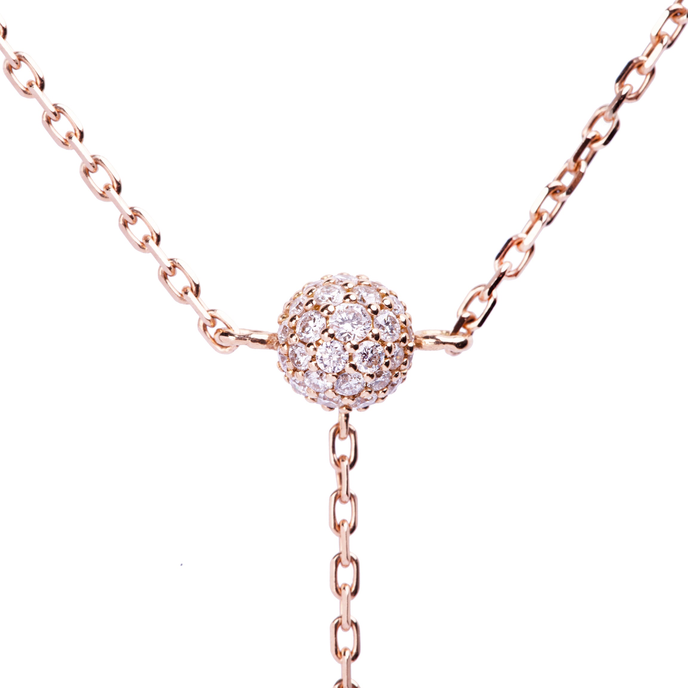 Necklace Cosmos Lariat Rose Gold, Fully Paved