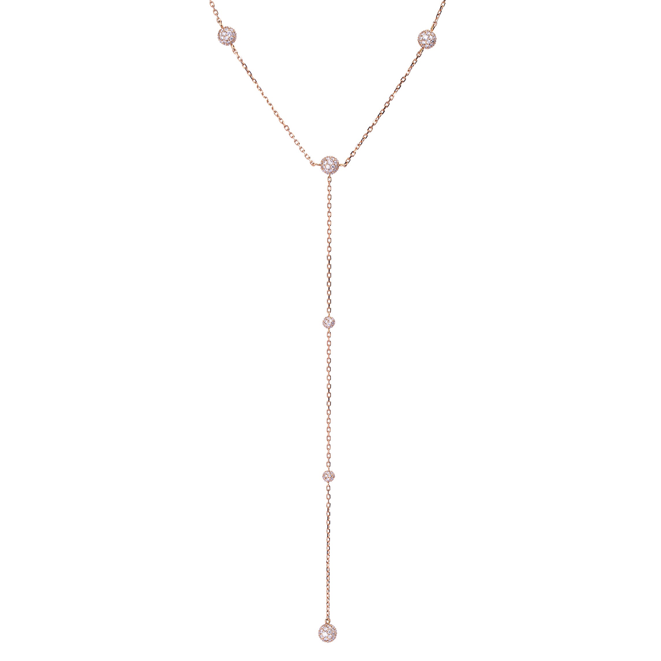 Necklace Cosmos Lariat Rose Gold, Fully Paved