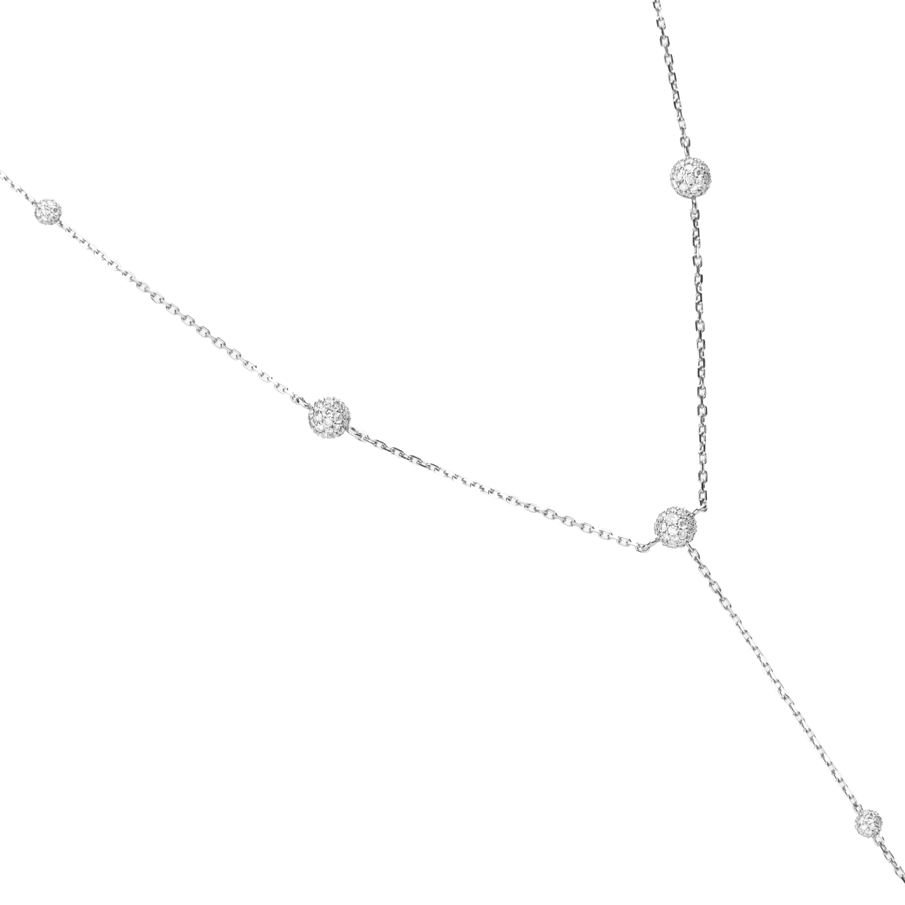 Cosmos Lariat Necklace in White Gold, Fully Paved
