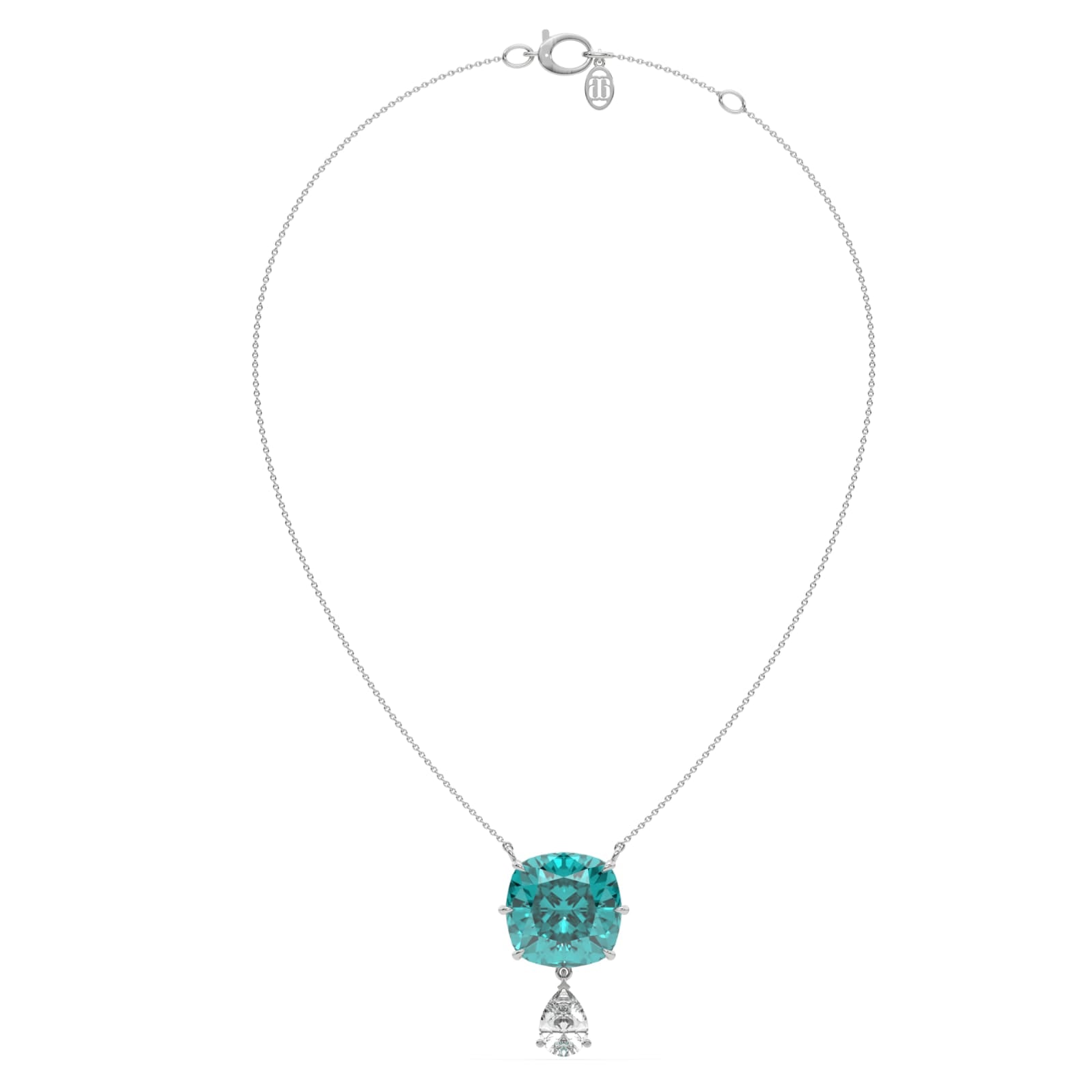 Paraíba Blue Cushion Necklace In White Gold