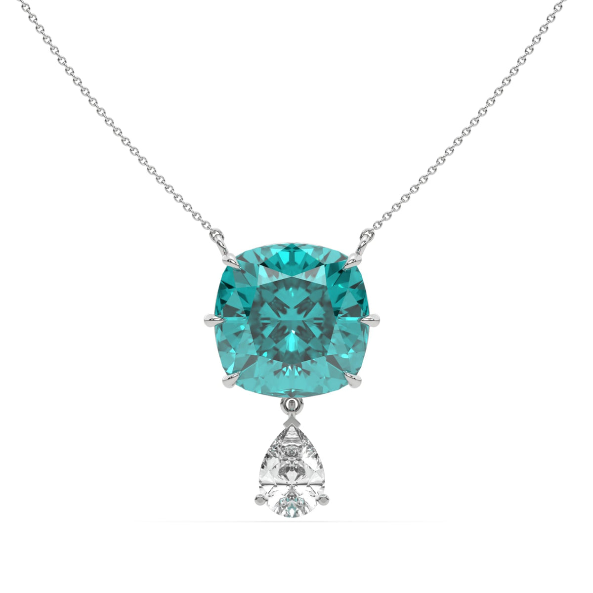 Paraíba Blue Cushion Necklace In White Gold