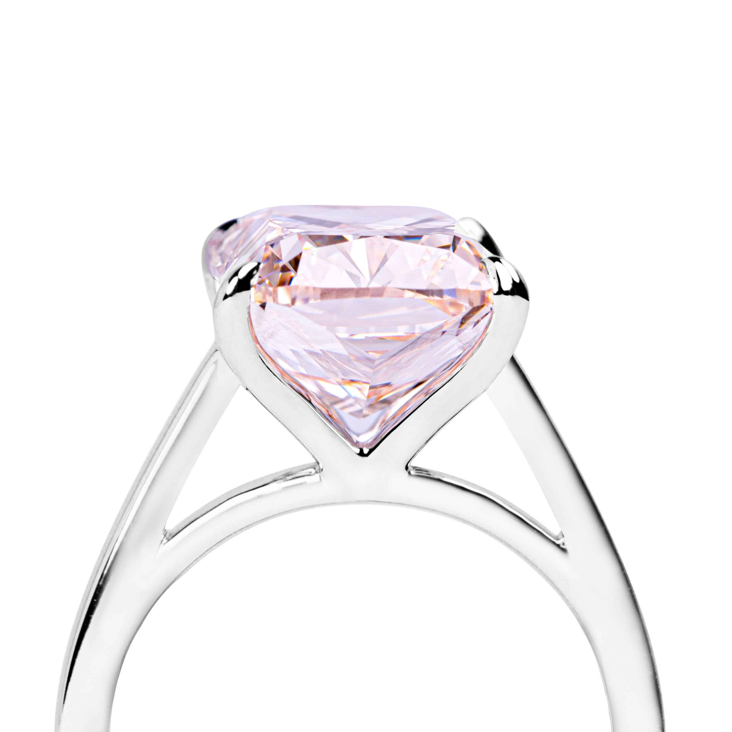 Ring Immortal Baby Pink Cushion Diamond White Gold