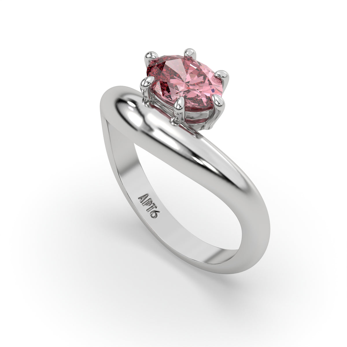 Sunset Ring in White Gold with Oval Pink Diamond
