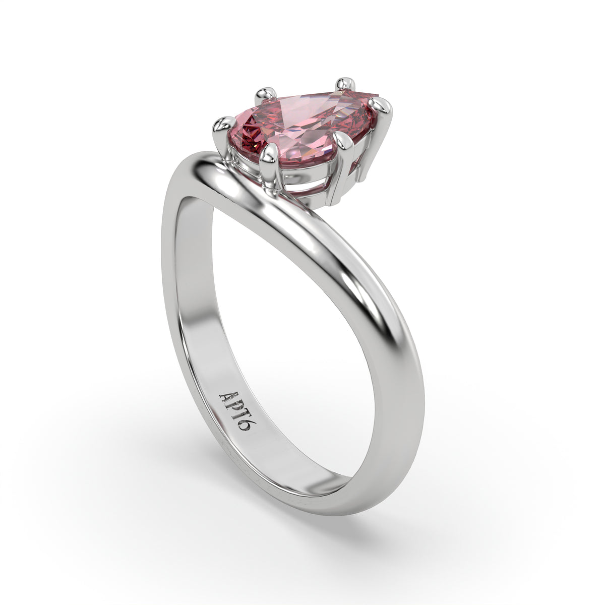 Sunset Ring in White Gold with Pear Pink Diamond